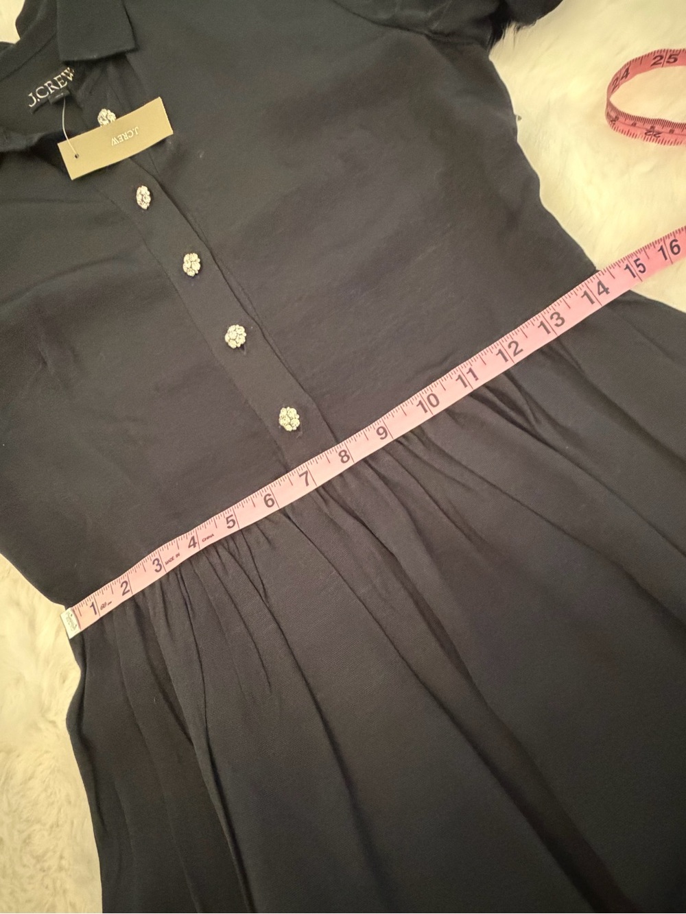 NWT J. Crew Black Taffeta Gemstone Button A Line Shirt Dress - Picture 14 of 16